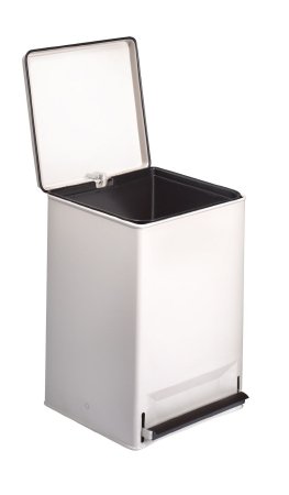 Can Waste Steel Square Step On White Enamel 8 Gallon White by Brewer Company  ID 35266